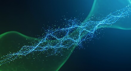 Blue and green futuristic data structure background