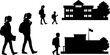 © Kabaka - A mom Going to school with Her Child vector silhouette