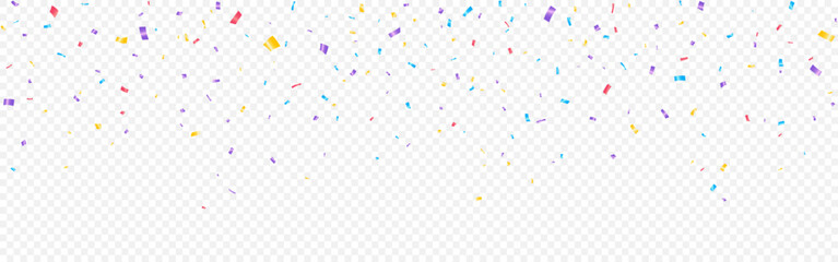 Wall Mural - colorful confetti pieces. serpentine falling from the top on transparent background. color decoratio