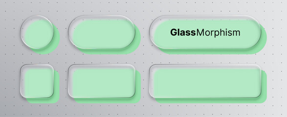 Liquid glass morphism vector ui elements. Futuristic style ui component for presentation digital design of web application.