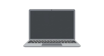 Modern laptop illustration with a dark blank screen, perfect for mockup presentations. Minimalist portable computer design isolated on a white background for digital concepts