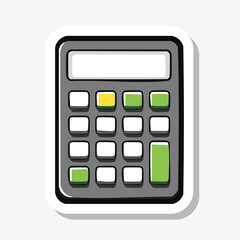 Illustration of a calculator with buttons and a display screen for mathematical calculations.