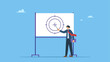 © Saklarboy - Smart businessman project manager present scope of work in meeting. Scope of work, define work to be performed agreement document, plan or strategy in project management, goal and target.