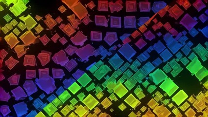 Rainbow Square Abstract Motion: Dynamic Colorful Geometric Patterns
