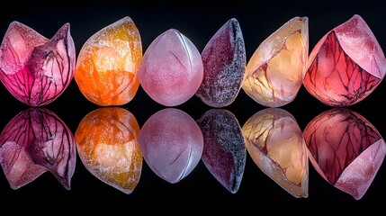 Vibrant Glass Pebbles Reflection Abstract Art