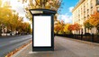 Blank Billboard Mockup on a SunKissed Parisian Street in Autumn.