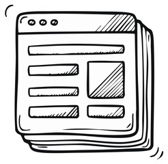 hand drawn web browser window layout sketch for ui ux design and internet concepts