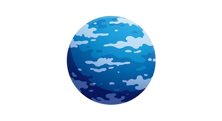 Illustration of a vibrant blue exoplanet with swirling clouds, a mysterious water world concept for space exploration and science fiction