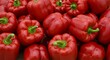 © korek - Vibrant Red Bell Peppers: A Close-Up of Fresh, Glossy Produce with Green Stems