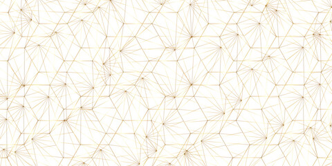 Abstract of simple golden line triangle pattern geometric background. Seamless geometric polygonal repeatable pattern swatch background, Trendy design vector background for web backdrop orpaper print.