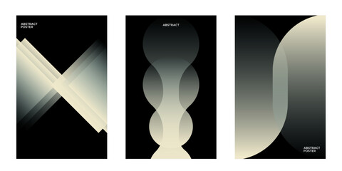 Wall Mural - modern gradient poster background vector set. minimalist cover template with vibrant perspective geo
