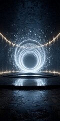 Wall Mural - futuristic abstract background with a glowing tunnel, perfect for scifi and technology themes, creat
