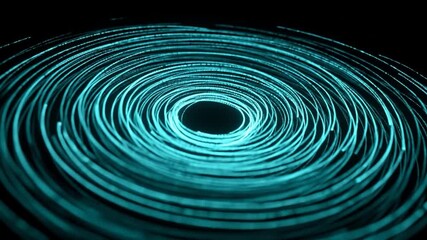 Wall Mural - Teal swirling light vortex, dark background, digital art, website header