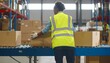 © Gogo - Worker sorts boxes on conveyor