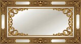 Intricate gold ornate decorative frame, mirroring opulence with a touch of antiquarian elegance and classical design