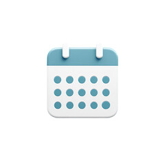 3D calendar icon, light blue