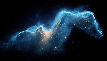 Cosmic horse nebula, ethereal blue hues, star dust