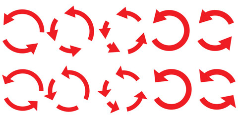 Wall Mural - Circle arrow vector, icon set. Flat style icon recycle arrow symbol web graphic design. Rotation arrows icons. Vector illustration eps 10