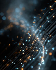 Canvas Print - digital data network: a mesmerizing shot of luminous digital network strands, capturing the intricat