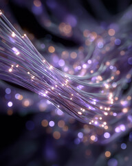 Canvas Print - illuminating fiber optics: an abstract depiction of shimmering fiber optic cables carrying data in v