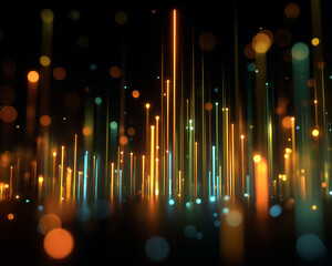 Wall Mural - digital symphony: an abstract artwork of radiant light trails cascading like a celestial spectacle a