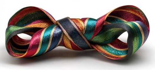 Colorful striped ribbon knotted into a bow shape