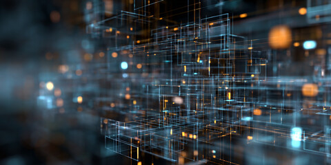 Abstract network structure with glowing lights digital technology