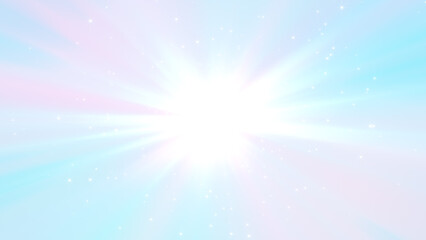 Wall Mural - fairy pink and blue light rays and shiny glitter stars , sunburst beams lullaby and kids background
