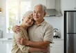 © Infographica Studio - x-default Happy senior Asian couple embracing in kitchen