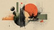© Prasong Takham - A modern and minimalist abstract illust n featuring a balanced arrangement of geometric shapes vibrant colors and subtle textures creating a visually striking and conceptual composition