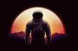 © Leo Rohmann - Astronaut standing in silhouette against a majestic planetary sunset illuminated by vivid hues creating a breathtaking cosmic atmosphere of exploration and adventure