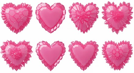 Pink heart shaped decorative elements collection