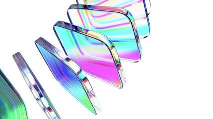 Wall Mural - abstract geometric animation, rotating colorful glass blocks, 4k looping video, 3d render