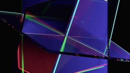 Wall Mural - Abstract animation, iridescent glass background, 4k seamless looped video, 3d render