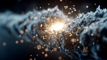 Abstract energy explosion with sparkling particles and glowing light