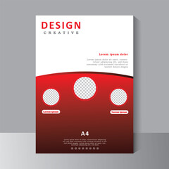 Wall Mural - Brochure Design Template in A4. flyer, cover, business brochure vector design, Leaflet advertising abstract background, Modern poster magazine layout template with red colour, Annual report template
