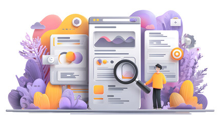 Website optimization abstract concept vector illustration set. Sitemap creation, copy optimization, click tracking, SEO analytics software, online business, target keyword, web text abstract metaphor