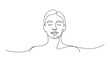 © MDJAHIDUL - Continuous line drawing of woman relaxing in water with closed eyes minimalist vector illustration