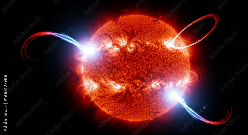 4k | The Sun Emitting Contrasting Coronal Loops and Plasma Beams Stock ...