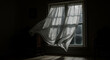 © sv_production - The wind from the window flutters the curtains in the old house in the moonlight.