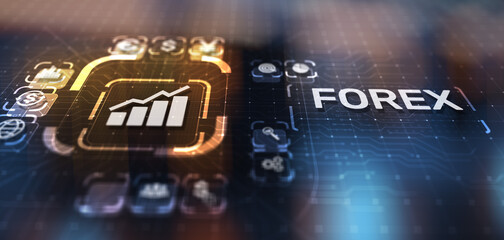 Wall Mural - Forex trading Currencies exchange stock market Investment business concept on virtual screen.
