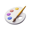 © yazar pic - 3d rendered illustration of a paint palette with brush isolated on transparent background