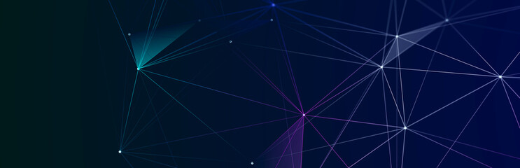 Wall Mural - Abstract digital communication points. Technological background. Network connection structure. Color plexus effect. 3D