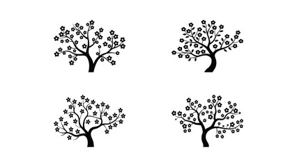 tree illustration with nature plant and floral growth icons
