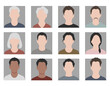 © Baloch - A grid of twelve diverse, faceless avatar portraits representing various people with different hair colors, skin tones, and styles.
