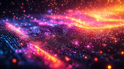 A vibrant backdrop of binary code, a symphony of 0s and 1s, illuminated by the glow of a computer screen, a window into the digital realm 