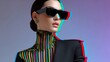 © pkproject - Futuristic fashion model in colorful striped glasses