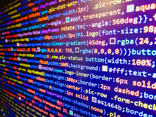 abstract laptop screen of web developer. developer working on program codes. minificated web develop