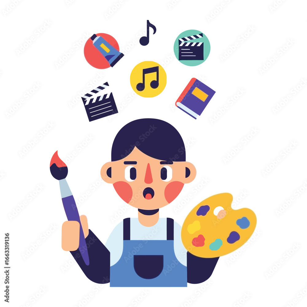 Artistic Expressions: The illustration portrays a young artist ...