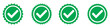 © Line Wave - Green tick mark icon on white background. Vector check mark on isolated white paper. Certificate green vector icon set. Checklist vector icon set of 4 on white background. EPS 10.